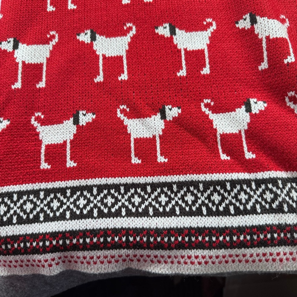Live Love Bark Knit Throw Blanket Unisex OS Red Excellent Dog Print Fair Isle